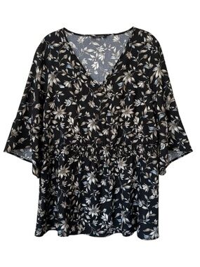 Black Floral Boho Peplum Blouse Plus Size 22/24 BloomChic Kimono Sleeve